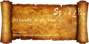 Szlovák Ákos névjegykártya